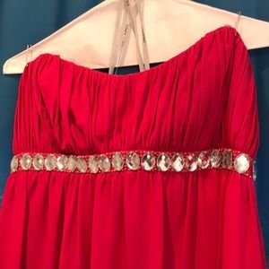 Beautiful Bright Pink Strapless Long Gown